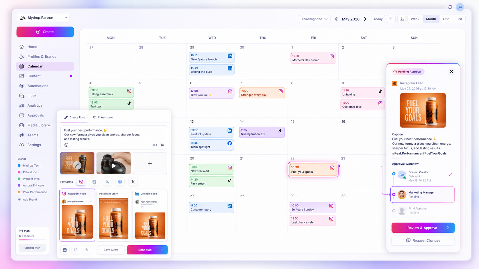 Mydrop Reminders feature interface