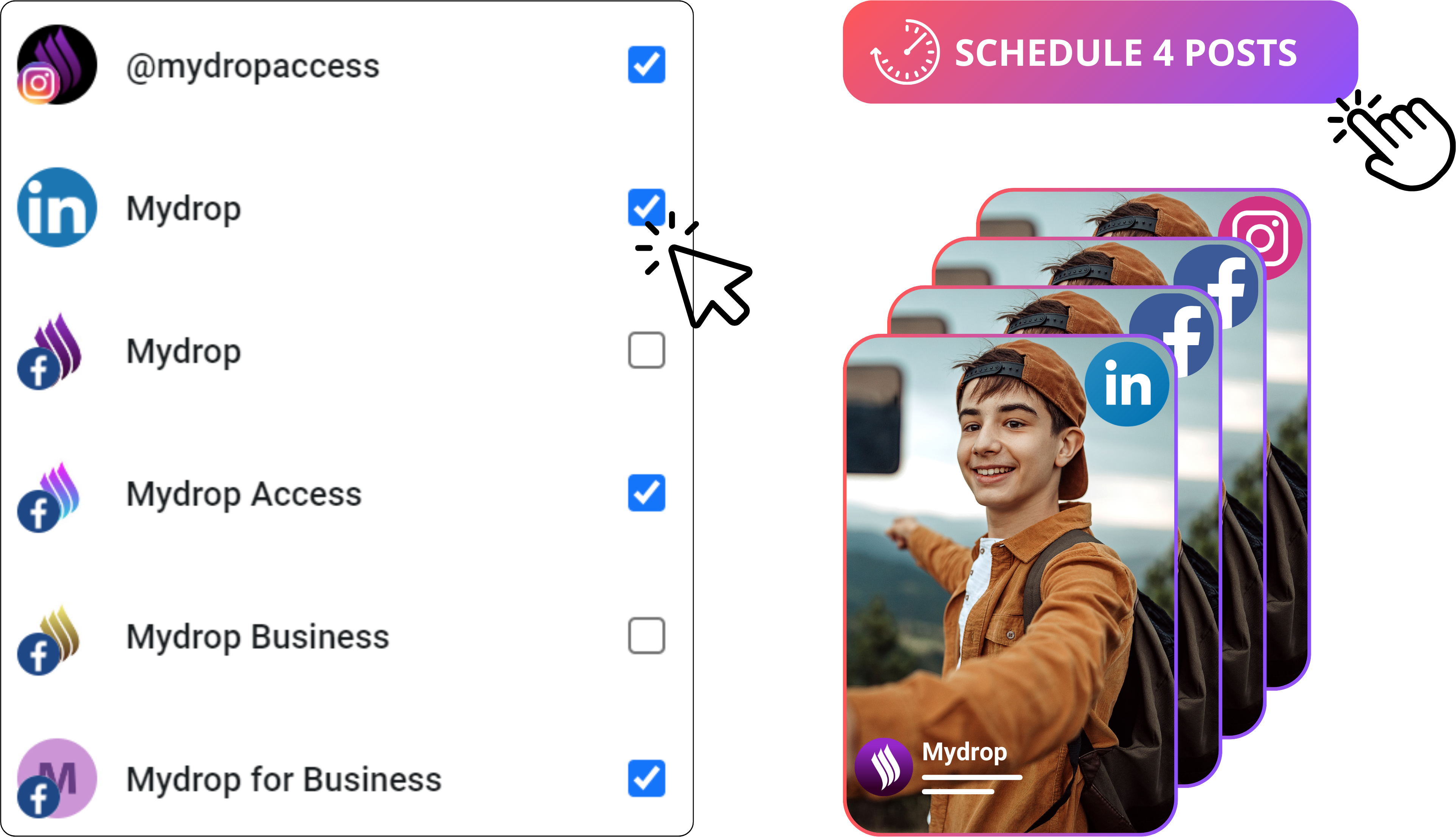 Multiple profile cross-posting selection